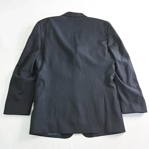 Bachrach 40R 32x32 Navy Blue Stripe Italy Made 100% Wool Mens Jacket Pants Suit‎